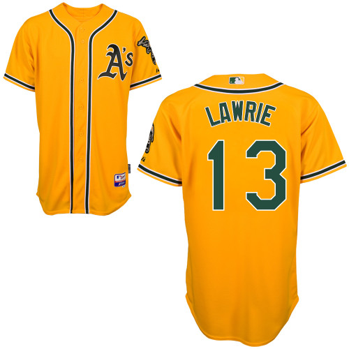 Brett Lawrie #13 mlb Jersey-Oakland Athletics Women's Authentic Yellow Cool Base Baseball Jersey